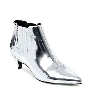 DESIGN LAB "Trina" Silver Patent Ankle Heel Bootie